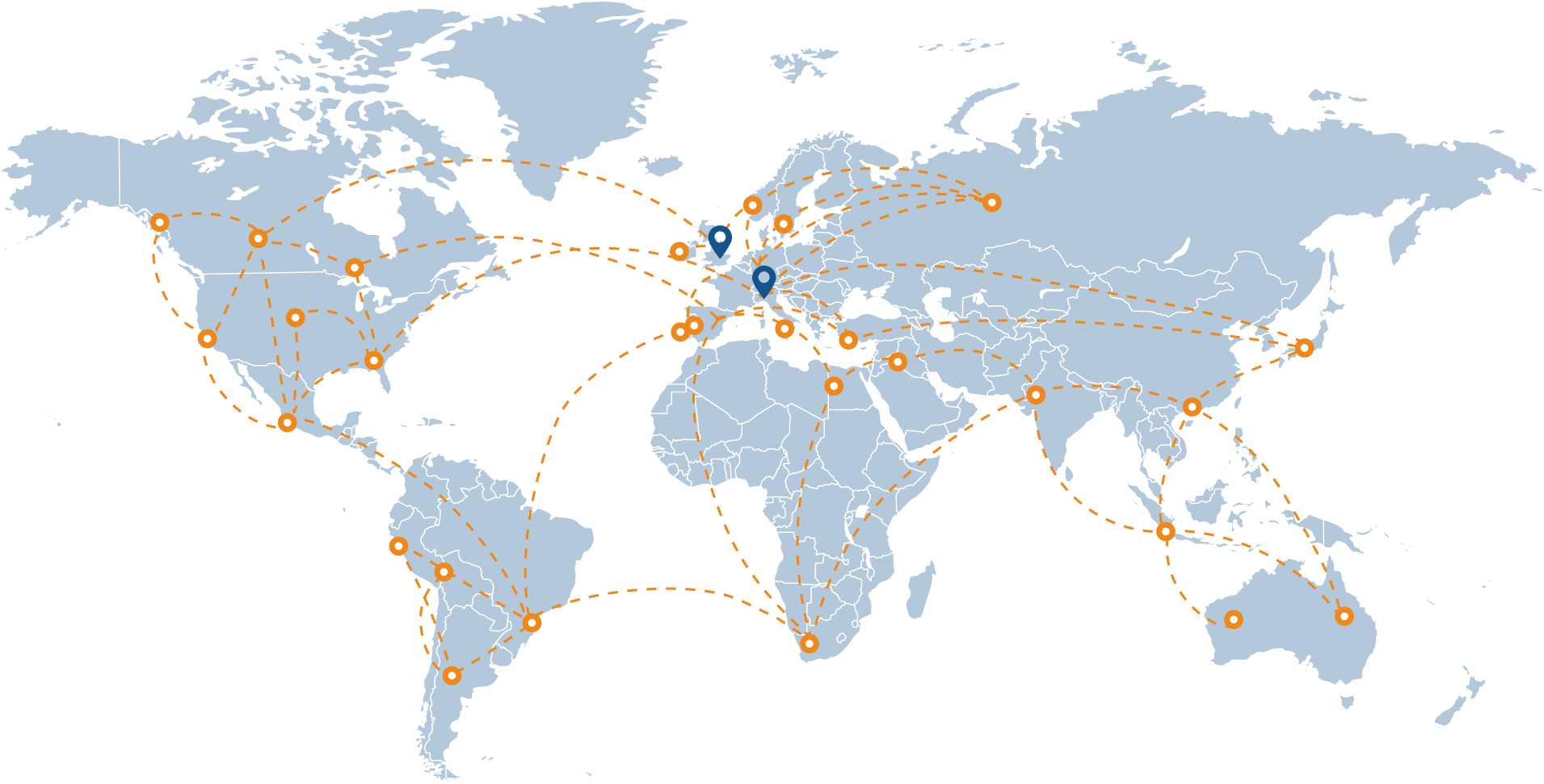iSmartFrame global network map illustration